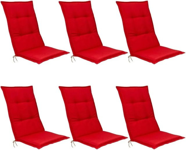 Beautissu Base HL Hochlehner Polster Set Rot, 6-teilig, B/T/H: 120 x 50 x 6 cm - Bild 1