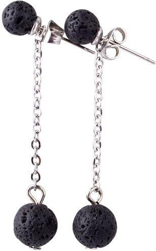 Wucifang Jewelry Ohrringe, Edelstahl, Schwarzer Lavastein, Unisex - Bild 1