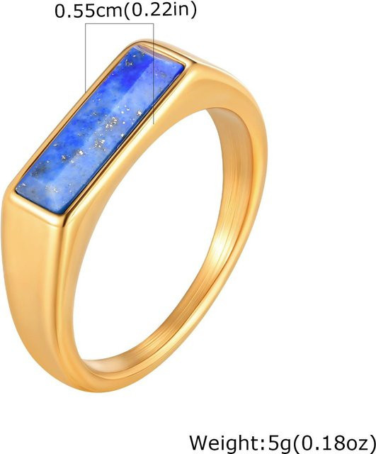 Lucky Star Jewelry Siegelring Edelstahl, Blauer Naturstein, Herren - Bild 1