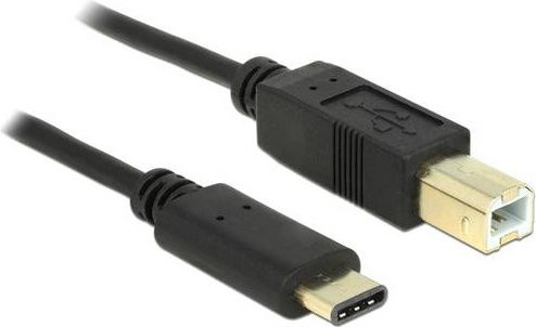 Delock USB 2.0 Datenkabel mit USB-B und USB-C Stecker Schwarz 2,00 m - Bild 1