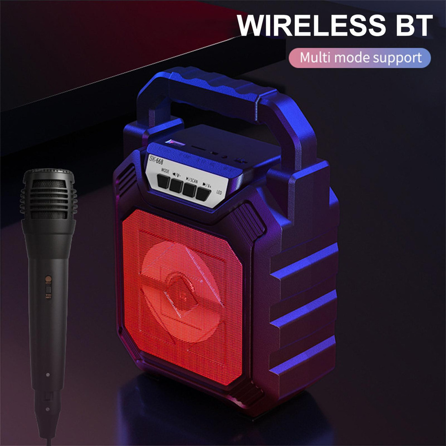 TOMTOP JMS Tragbare Bluetooth Karaoke-Maschine mit Mikrofon, kabelloser Außenlautsprecher, Schwarz - Bild 3