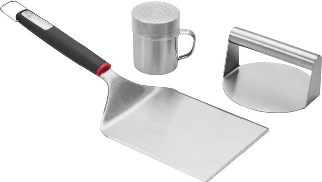 Jamestown Smash-Burger Grill-Set 3-teilig aus Edelstahl in Silber mit Burgerpresse, Grillwender und Gewürzstreuer - Bild 1