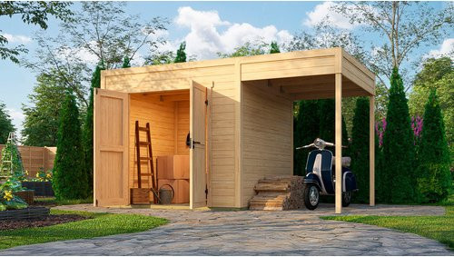 WEKA Gartenhaus Batu aus Holz in Braun, B: 400 cm, T: 400 cm, H: 250 cm - Bild 1