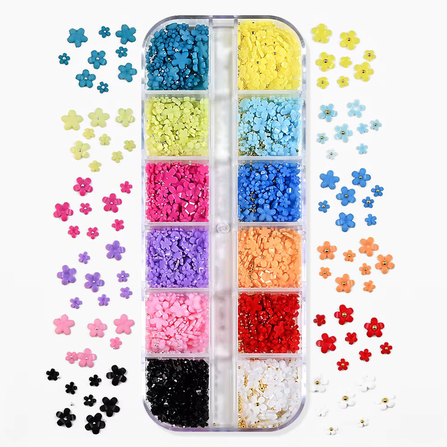 MAFANAILS Nagel-Charms, 3D-Acryl-Blumen mit Kaviarperlen, 12 Stück - Bild 4