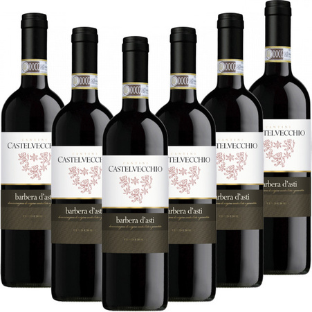 Cantine Manfredi Barbera Asti DOCG Castelvecchio Rotwein trocken 6 x 0,75 l