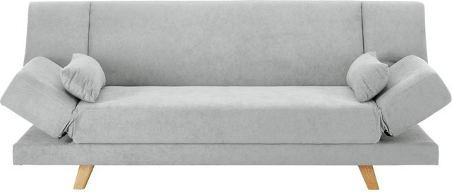 Bessagi Home Schlafsofa Funky Click-Clack in Hellgrau mit Webstoff und Holzfüßen - Bild 1