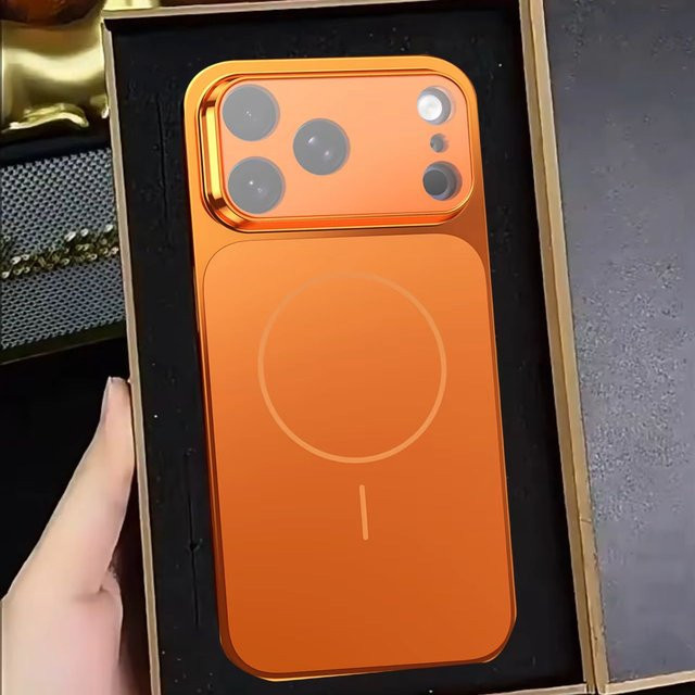 MagSafe Hülle für iPhone 17 Pro Max 16 15 14 13 12 11 in Orange mit kabelloser Ladefunktion und galvanisiertem Design - Bild 1