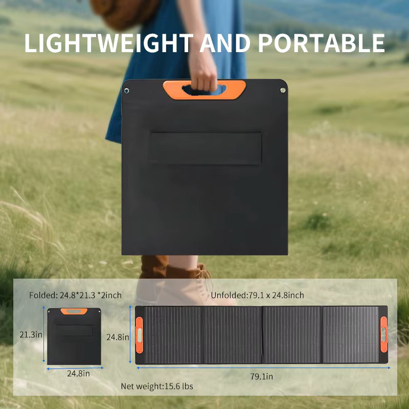 CHUBAN 200W Solar Panel Tragbares Faltbares ETFE Flexibles Solarpanel in Schwarz mit IP68 Wasserdichtigkeit für Camping und Solar Generatoren - Bild 6