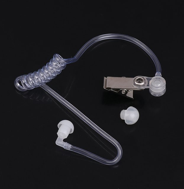 JETTING Zwei-Wege-Radio-Headset mit Akustikschlauch und transparenten Spiralluftschlauch-Ohrstöpseln sowie Metallclip - Bild 1