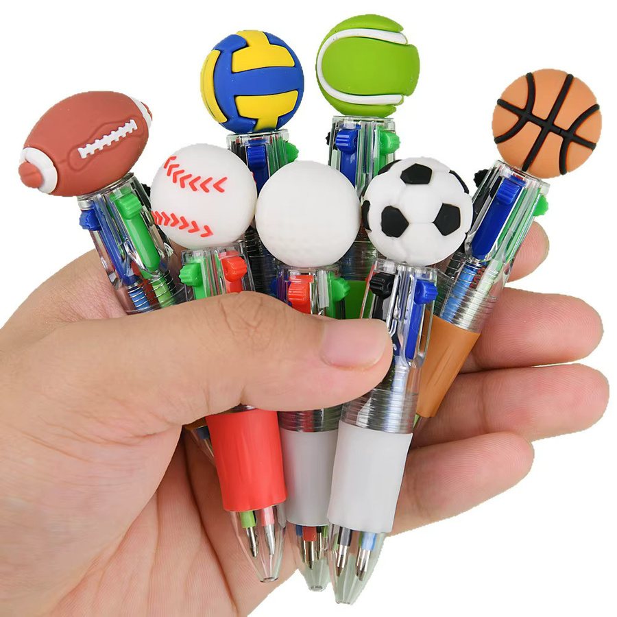 TWBEB 4-in-1 Mini-Sport-Kugelschreiber mit Fußball, Basketball und Rugby Design, mehrfarbige Tinte, Schul- und Bürobedarf - Bild 4