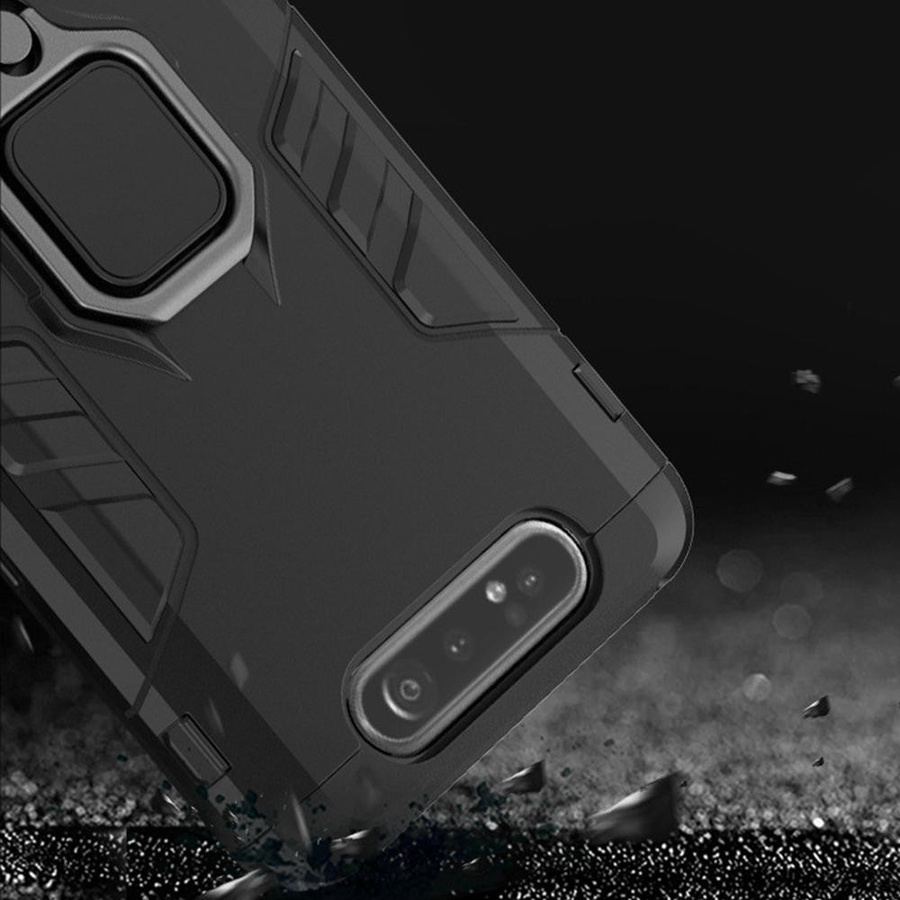 Samsung Galaxy A80 Armor Handyhülle mit Fingerring Halter und 360 Stoßfestem Bumper in Schwarz - Bild 1