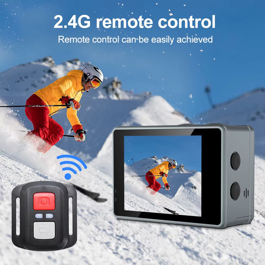 ILUKA M40TR Action Kamera mit Doppelbildschirm, 5K 30FPS, 4K 60FPS, 50MP Foto, EIS Stabilisierung, 30M Wasserdicht, WiFi und 128GB TF Karte, Farbe: Grau - Bild 3