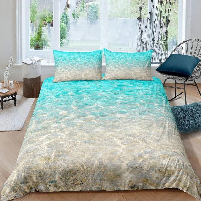 JMG Household Supplies Bettwäsche Set mit Ozean und Palmen Motiv, Türkis, B/H: 155 x 220 cm - Bild 1