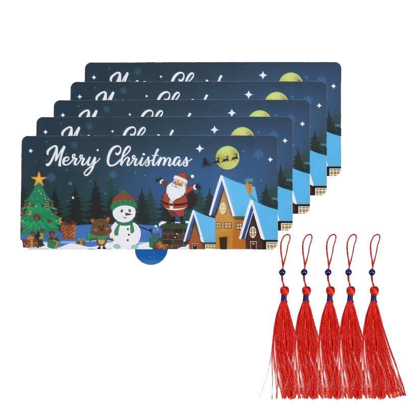 5er Set Clyine Weihnachtsgeldhalter und Grußkarten aus Papier in Rot und Blau für Weihnachten und Geburtstage - Bild 2