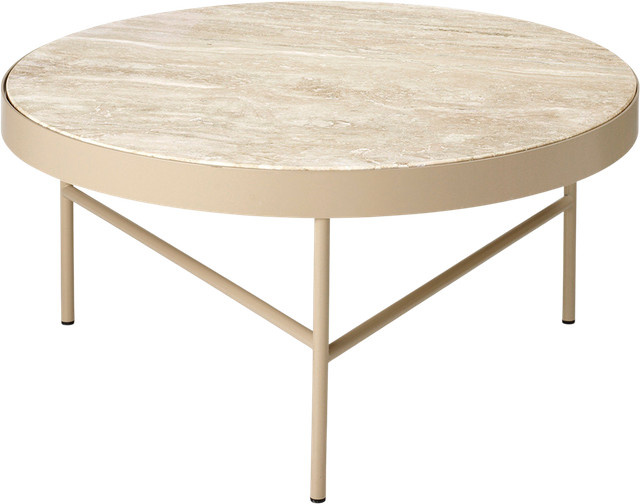 Ferm Living Travertine Tisch in Beige mit runder Platte und mattem Naturstein-Finish - Bild 1