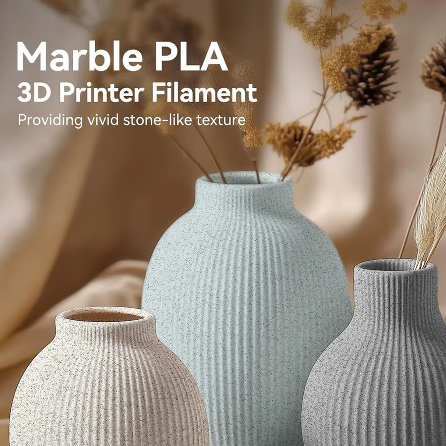 JAYO Hochgeschwindigkeits-PLA-Filament für FDM-3D-Drucker mit Marmor-Textur, 5 Rollen, Beige - Bild 4