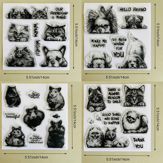 Transparentes Motivstempel-Set mit Katzen und Hunden für Scrapbooking und Bastelarbeiten - Bild 1