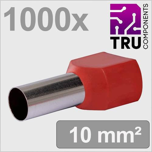 Tru-Components TC-13377252 Zwillings-Aderendhülse 10mm² Teilisoliert Rot, 1000 Stück - Bild 1