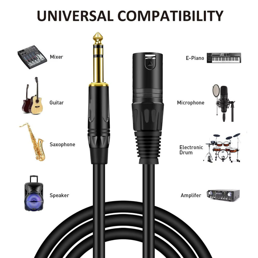 Stereo-Audiokabel von okdeals mit 6,35 mm TRS-Stecker auf XLR-Stecker in Schwarz - Bild 3