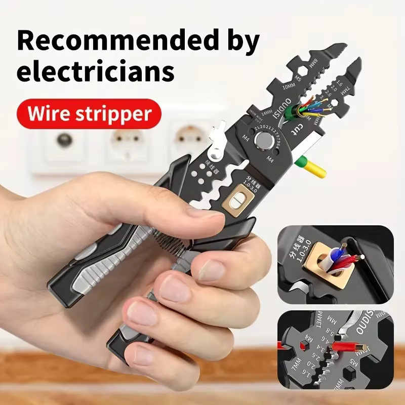 Multifunktionale Abisolierzange LUCHSHIY Elektro-Abisolierzange als Multi Tool für Drahtreparaturen in Schwarz - Bild 2