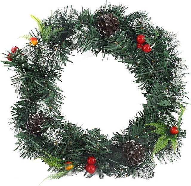 TOMTOP JMS Künstlicher Weihnachtskranz in Schwarz und Grün, runde Weihnachtsgirlande für Hochzeiten und Dekoration, Durchmesser: 30 cm - Bild 1