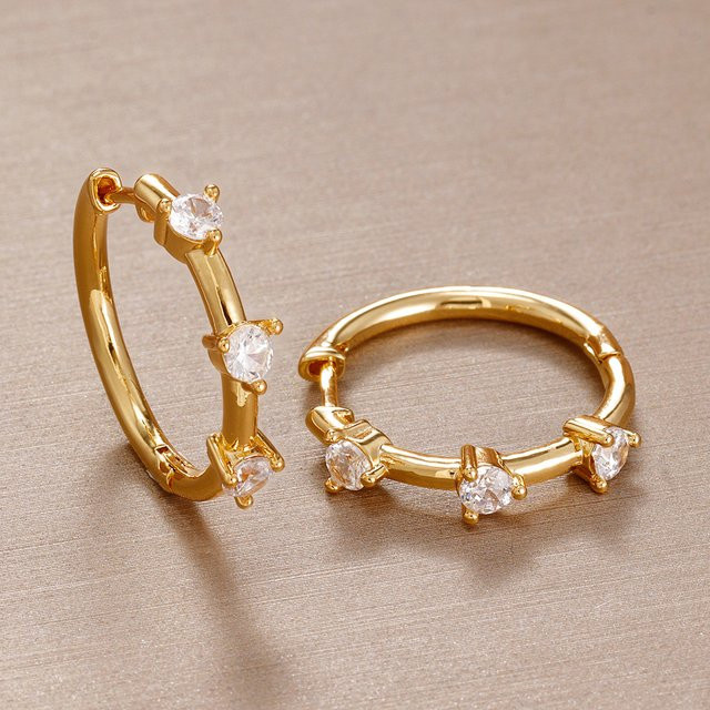 Maodane Creolen, Zirkonia, Diamant, Gold, Unisex - Bild 1