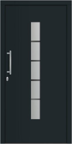 RORO Haustür R351 Luxus in Grau mit Glaseinsatz und Rechtsanschlag - Bild 1