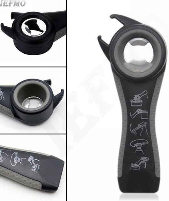 IEFMO 5-in-1 Sicherheitsöffner aus Kunststoff für Dosen, Flaschen und Gläser, kompaktes Küchenwerkzeug für Camping und Reisen - Bild 1
