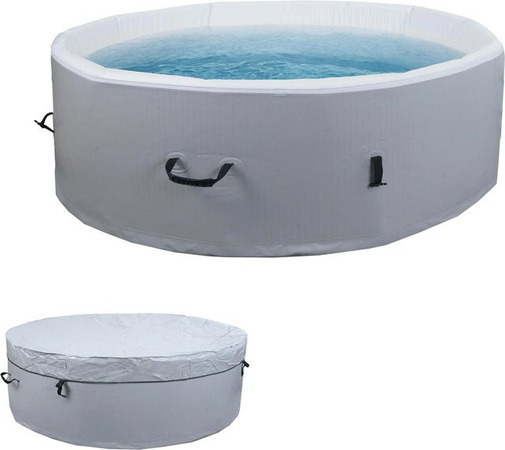 MCW Ersatz-Pool Whirlpool MCW-N97 für 5 Personen, aufblasbar, rund, Dropstitch-Gewebe, Grau-Weiß, Durchmesser: 180 cm