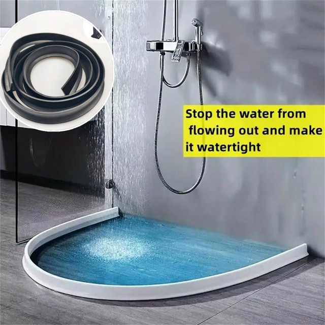Selbstklebender Silikon Wasserstopp Streifen, flexibler Dichtungsstreifen für das Badezimmer, Grau - Bild 1