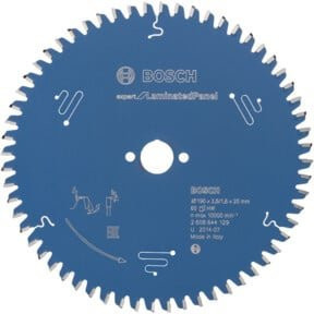 Bosch Expert Kreissägeblatt für beschichtete Paneele, Carbide-Tipped, Durchmesser: 190 mm, Bohrung: 20 mm, Schnittbreite: 2,6 mm, 60 Zähne - Bild 1
