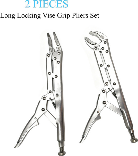 MacWork 12-Zoll Werkzeugset mit langem Schraubstock, Griffzangen-Set und Spitzzangen-Set in Silber - Bild 1