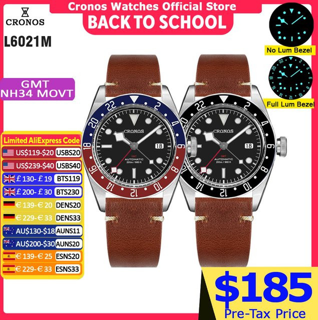 Cronos Herrenuhr Automatik, Edelstahl, Keramik, Saphirglas, Schwarz - Bild 1