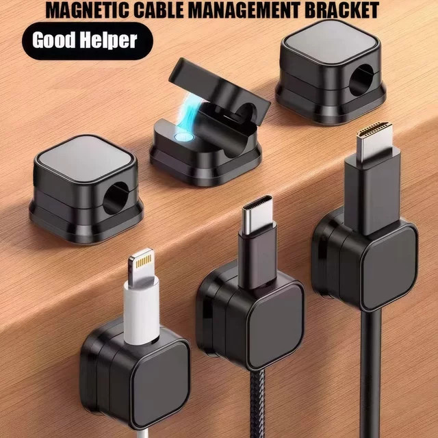 10 Stück magnetische Kabelhalter, selbstklebende Kabelclips für Ladekabel und Drähte, ideal für Auto, Zuhause und Büro - Bild 1