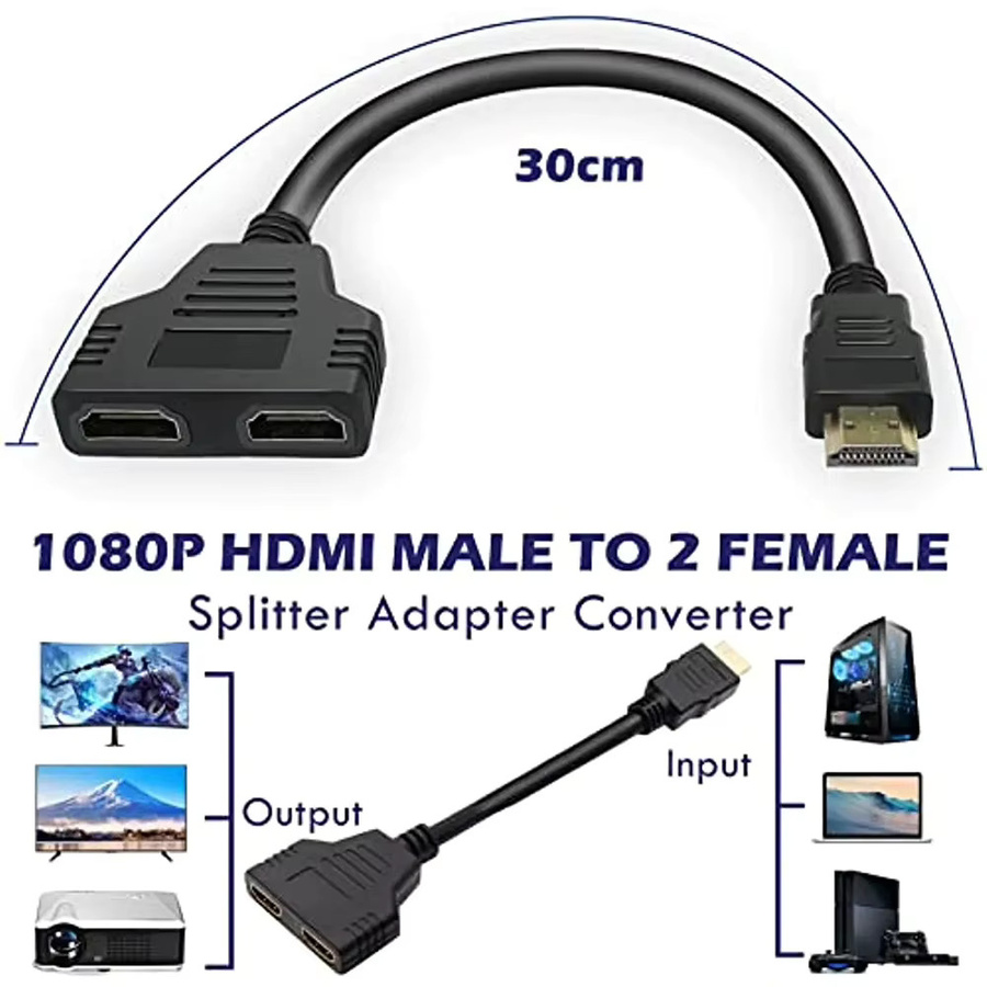 BRYNTHORX HDMI Splitterkabel 1 auf 2 Adapter in Schwarz für 4K 3D 1080P zur Nutzung mit Laptop, HD-TV, Monitor, PC und Projektor - Bild 4