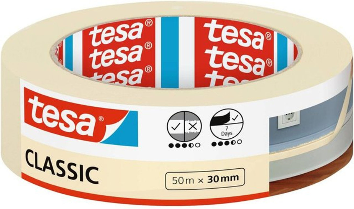 tesa Malerband Classic Masking Tape in Weiß, Breite: 30 mm, Länge: 50 m - Bild 2