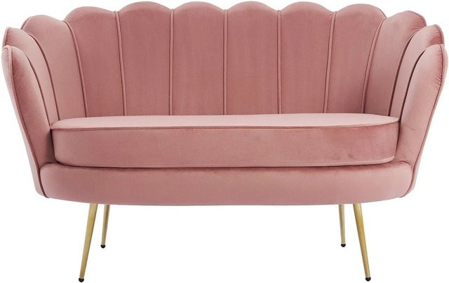 Pascal Morabito Muschelsofa Dandelion in Rosa mit Samtbezug, Breite: 124 cm - Bild 1