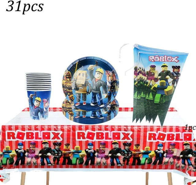 Roblox Geburtstag Dekorationen Zubehör, Banner, Wimpel, Tischdecke, Schrank Papier, Babyparty Kollektion - Bild 1