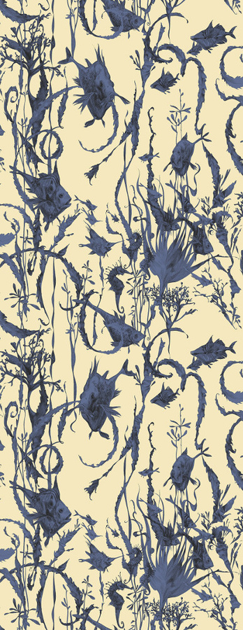 Edmond Petit Meeres-Tapete Jardin Marine in Blau, Vlies-Tapete mit Natur- und Tiermotiven - Bild 1