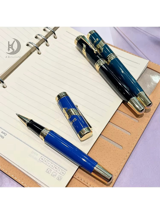 Luxus Business Kalligraphie Tintenroller mit Adler-Design aus Metall für Damen und Herren in Schwarz oder Blau - Bild 2
