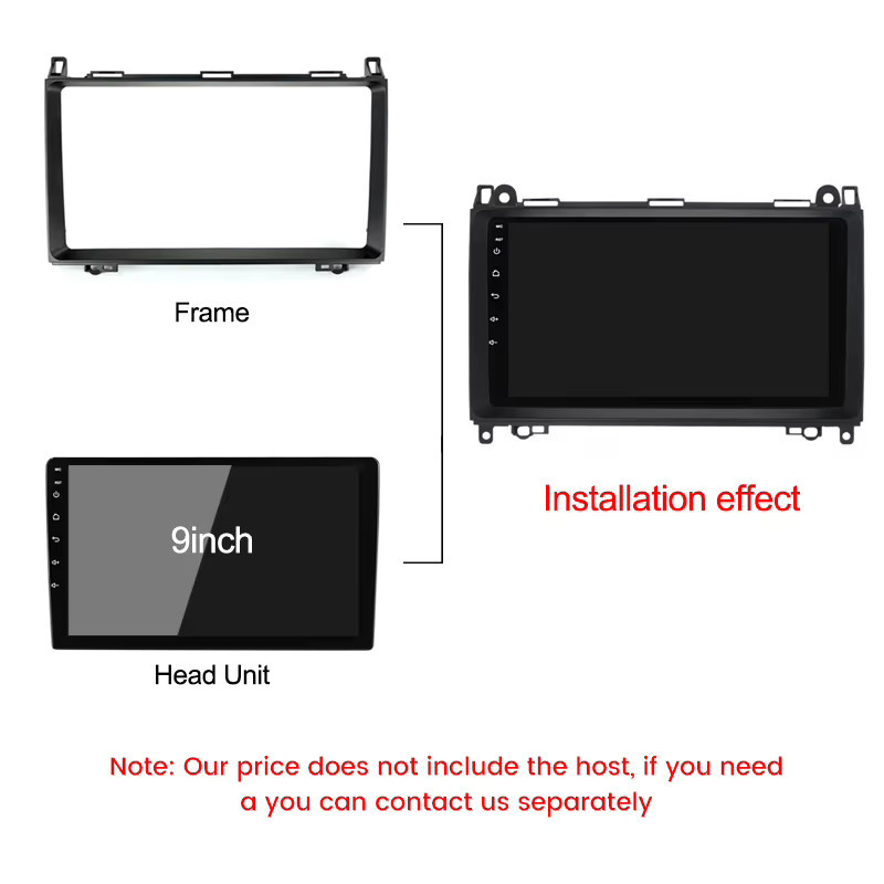 MEKEDE Autoradio Rahmen für Mercedes-Benz B200 in Schwarz mit 9 Zoll Lünette, Armaturenbrett Montage Panel und Canbus Protokoll Box Komplettset - Bild 5