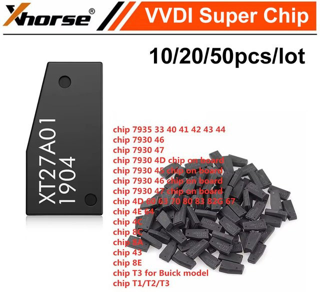 Xhorse VVDI Super Chip XT27A01 XT27A66 Transponder für ID46 ID40 ID43 4D 8C 8A T3 47 in Schwarz für VVDI2 VVDI Key Tool und Mini Key Tool - Bild 1