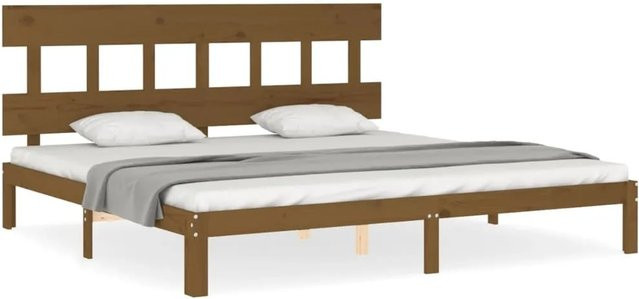 vidaXL Massivholzbett aus Kiefer mit Kopfteil in Honigbraun, B/T: 200 x 200 cm - Bild 1