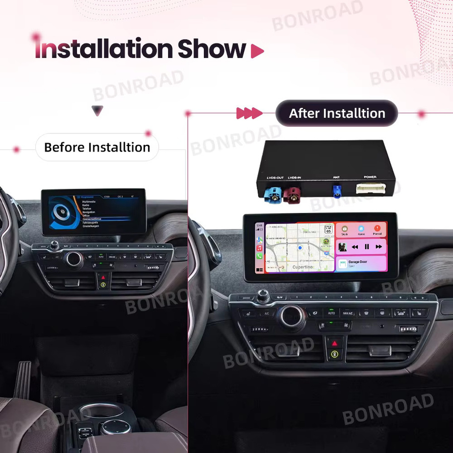 BONROAD Wireless CarPlay und Android Auto Interface Adapter für BMW i3 I01 NBT-System mit AirPlay, Mirror Link, Bluetooth und GPS-Modul in Schwarz - Bild 3
