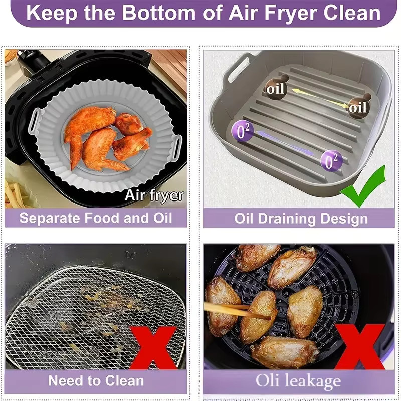 Wiederverwendbare Silikon Airfryer Backform rund, Farbe: Grün - Bild 4