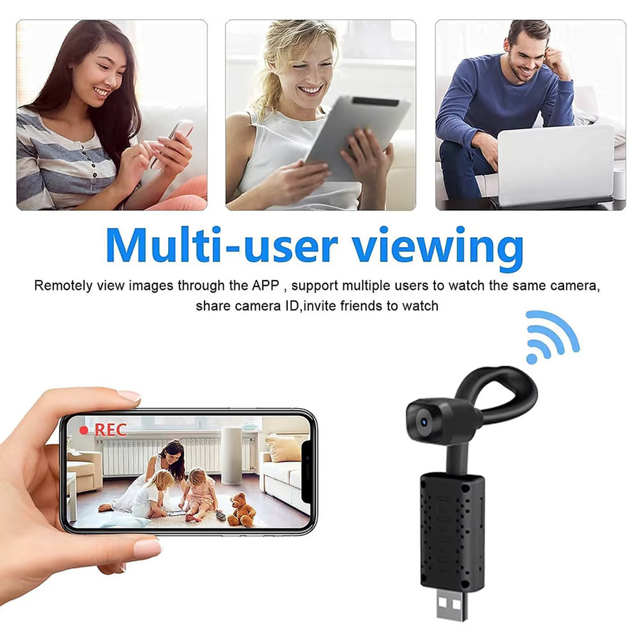 CUGUU Mini HD 4K WiFi Überwachungskamera mit Nachtsicht und USB-Modul in Schwarz - Bild 4