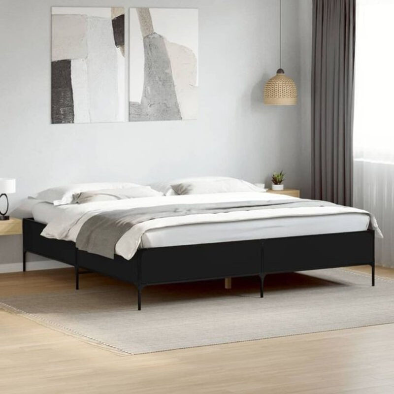 Vidaxl Bettgestell Modern in Schwarz aus Holz und Metall B/T/H: 180 x 200 cm - Bild 1