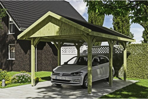 SKANHOLZ Carport Wallgau in Grün, B/T: 380 x 500 cm, Firsthöhe: 313 cm, imprägniert - Bild 1