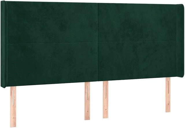 vidaXL Kopfteil mit Ohren in Dunkelgrün aus Samt, B/T/H: 163 x 16 x 118 cm - Bild 1