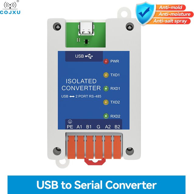 COJXU E810-U21 USB-zu-RS485-Seriell-Port Konverter mit 2 seriellen Ports und USB-C Anschluss in Weiß - Bild 1